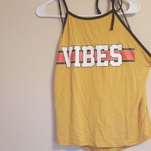 Plus Size Yellow Halter Top with Black Trimming